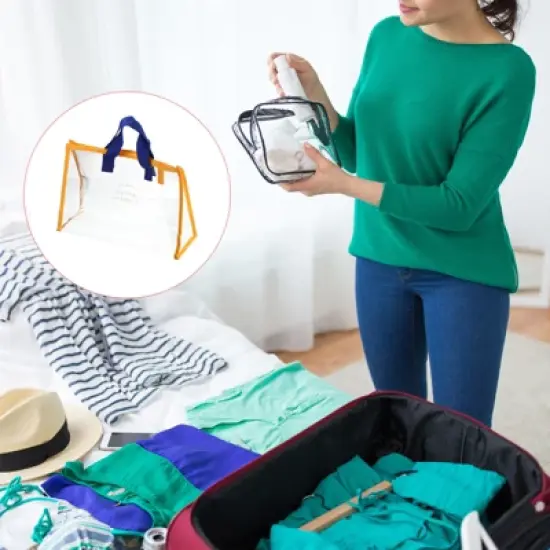 Unique Bargains PVC Tote Makeup Bag Beach Bag with Handle Strap for Travel Swimming image {2}