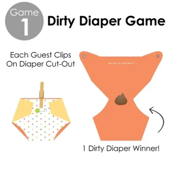 Big Dot of Happiness Baby Neutral - Baby Shower Conversation Starter - 2-in-1 Dirty Diaper Game - Set of 24 image {4}