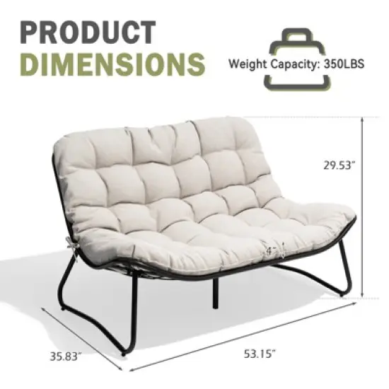 Crestlive Products Outdoor Loveseat 2 Seater , All-Weather Boho Rattan Outdoor Couch with Soft Cushion for Balcony, Poolside, Backyard, Porch image {2}