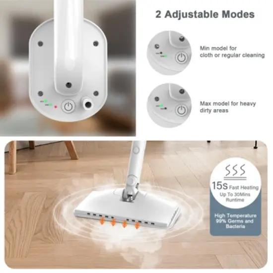Teendow 6-in-1 Steam Mop for Floor Cleaning, Multi-Function Steam Vacuum Cleaner for Hardwood Floors and Carpet, White image {3}