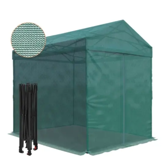EAGLE PEAK 8x6 Walk in Shade Cloth Cover Greenhouse with Mesh Cover, Roll up Doors, Green image {8}