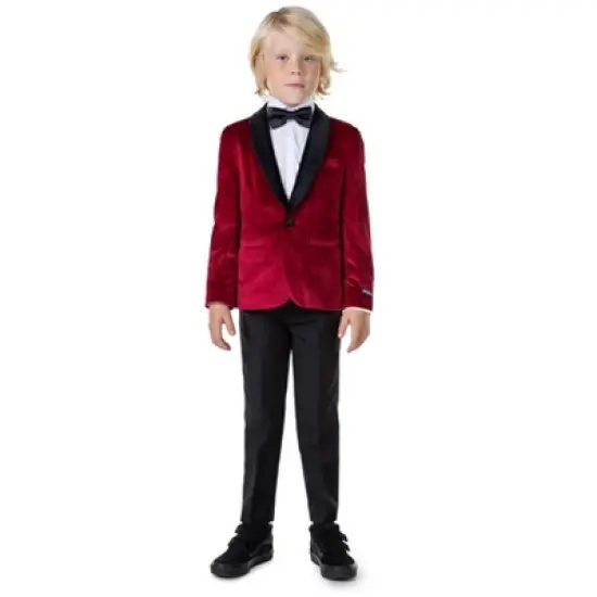 OppoSuits Deluxe Boys Blazer - Dinner Jacket - Burgundy - Red image {2}