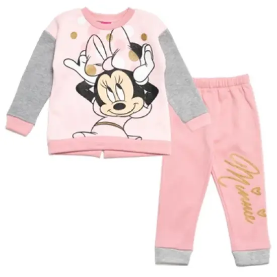 Disney Minnie Mouse Fleece Pullover Sweatshirt Pants Set Gray image {9}