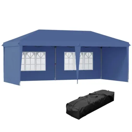 Gulches 10' x 20' Pop Up Canopy Tent with 4 Sidewalls, Heavy Duty Tents for Parties, Outdoor Instant Gazebo, for Outdoor, Garden, Patio, Blue image {3}