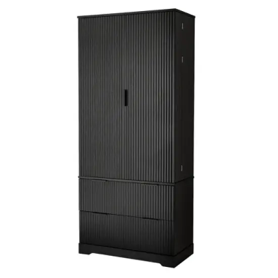 APRILSOUL72" Modern Fluted Kitchen Pantry Cabinet with 2 Large Drawers & 8-Door Spice Rack image {12}