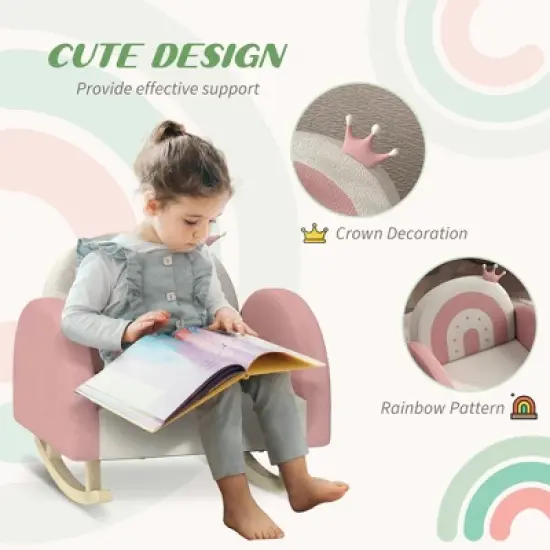 TopComfy Baby Bouncer and Rocker Princess Rocking Chair with Rainbow Backrest for Playroom Fun, Pink, 19.7"*18.5"*19.3" image {4}