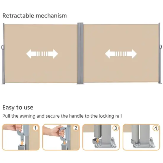 Yaheetech 71 inches Height Side Awning Double Retractable Screen for Privacy Patio Garden image {6}