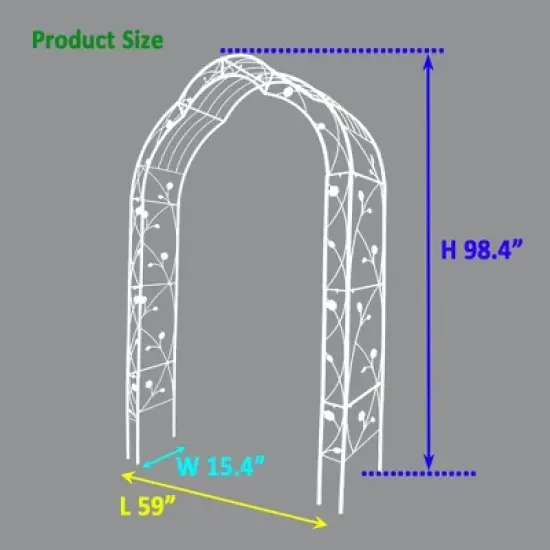 Dolonm White Metal Garden Arbor Arch for Climbing Plants - 98.4" Tall Rustproof Outdoor Plant Support, Rose Trellis, Wedding Decor image {5}
