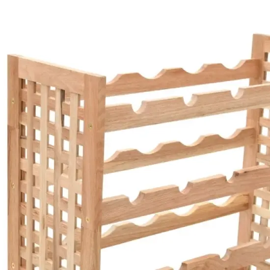 vidaXL Solid Walnut Wood Wine Rack - Freestanding 25-Bottle Holder, 5-Tier Storage, Elegant Shelving for Home Bar/Dining Area image {4}