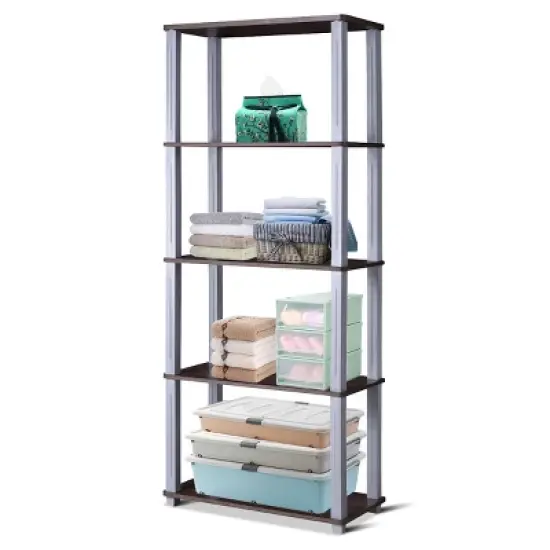 Tangkula 5-Tier Storage Rack Display Shelves Bookshelf for Home Office image {3}