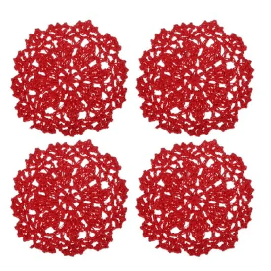 Unique Bargains Cotton Woven Vintage Lace Floral Pattern Heat Insulating Coasters 4" 4 Pcs image {8}