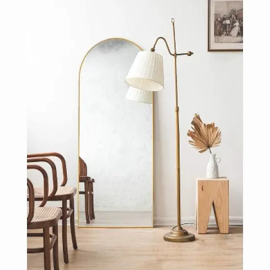 Muselady 63" Height x 20" Width Oversize Arch-Crowned Top  Full Length Floor Mirror with Stand-The Pop Home image {9}