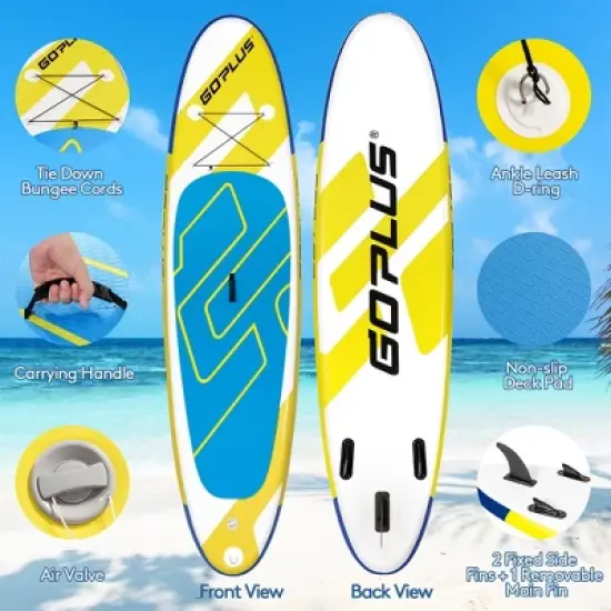 Costway 11' Inflatable Stand Up Paddle Board SUP W/ Carrying Bag Aluminum Paddle image {6}