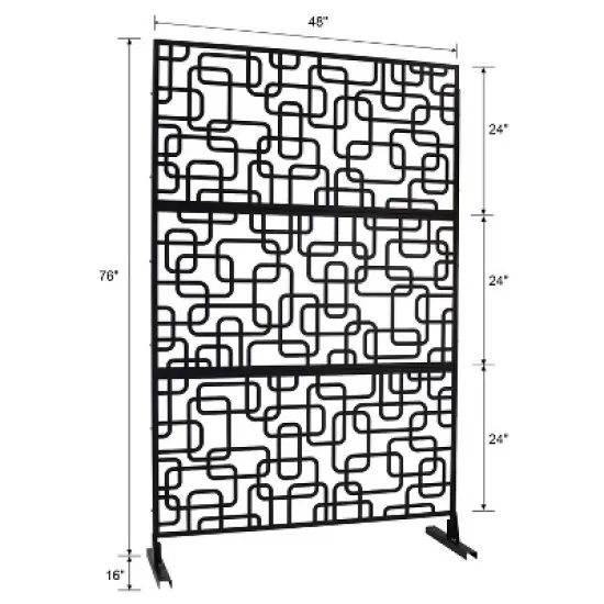 CAVINAS Patio Decorative Screen Metal Fence Privacy Screen with Hollow Rectangular Pattern for Outside and Garden, 76" H&times;48" W image {3}