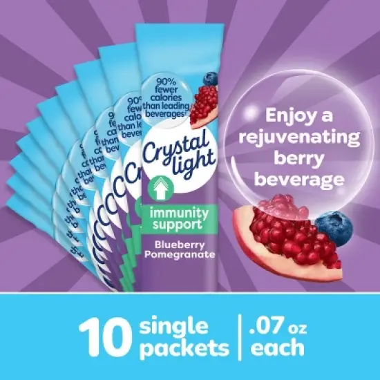 Crystal Light Blueberry Pomegranate On the Go Immunity Drink Mix - 10ct image {2}