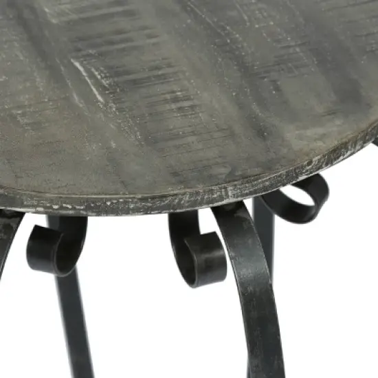 Wiers Modern Industrial Handcrafted Mango Wood Side Table Gray/Black - Christopher Knight Home image {4}