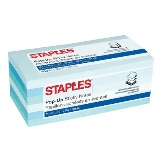 Staples Stickies Standard Notes 3" x 3" Assorted 100 Sh./Pad 12 Pads/PK 24295905 image {4}