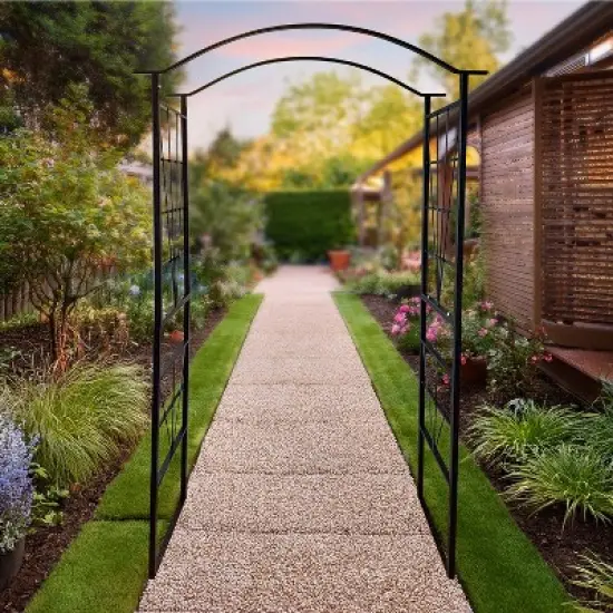Elegance Garden Arch &ndash; Decorative Black Steel Outdoor Garden Archway (82" H &times; 46" W &times; 17.75" D) image {5}