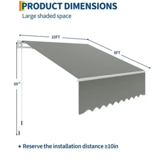 Retractable Awnings for Patio - Outdoor Sunshade Shelter with Heavy Duty Aluminum Frame & UV Protection Fabric image {1}