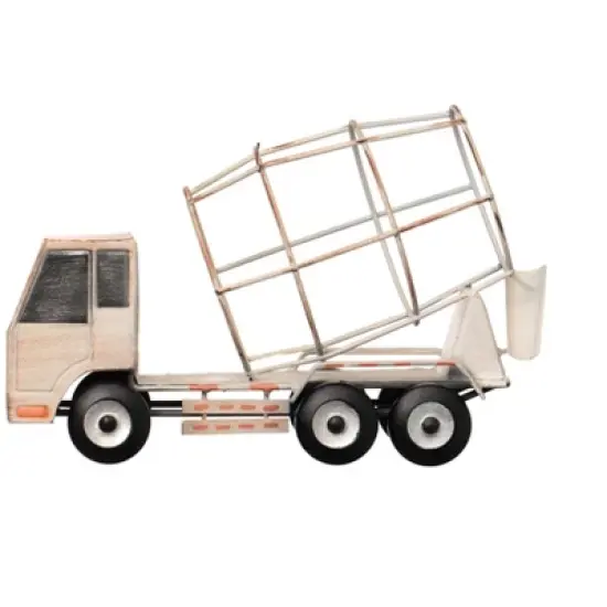 Vintiquewise Decorative Rustic Metal White Single Bottle Cement Truck Wine Holder for Tabletop or Countertop image {5}