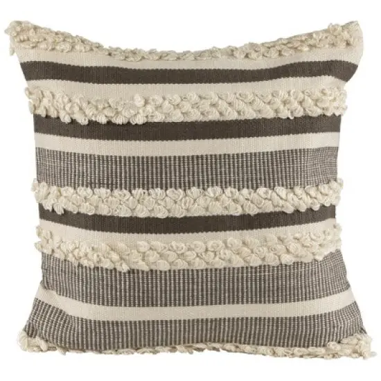 Northlight 20" Gray and Cream Handloom Woven Outdoor Throw Pillow image {5}