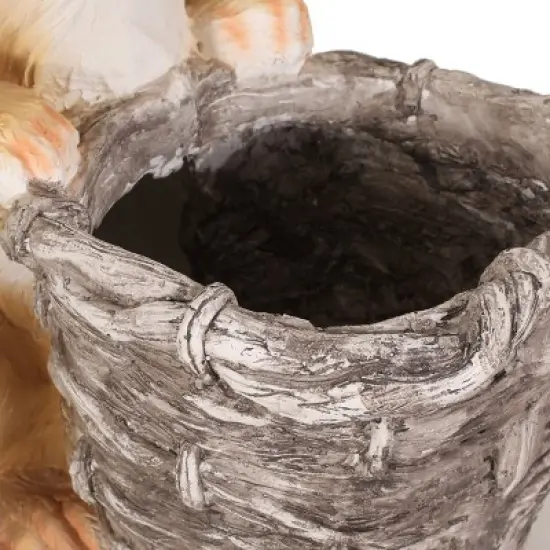 Christopher Knight Home 16" Wide Tooke Concrete Outdoor Novelty Rabbit Planter White/Brown image {8}