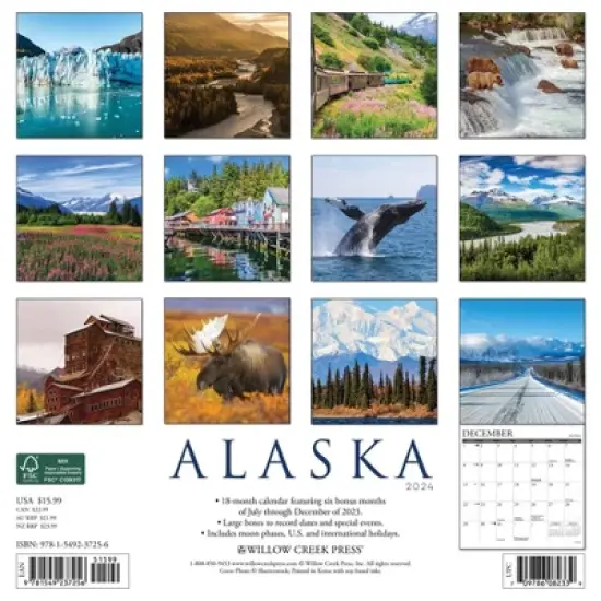 Willow Creek Press 2024 Wall Calendar 12"x12" Alaska image {1}