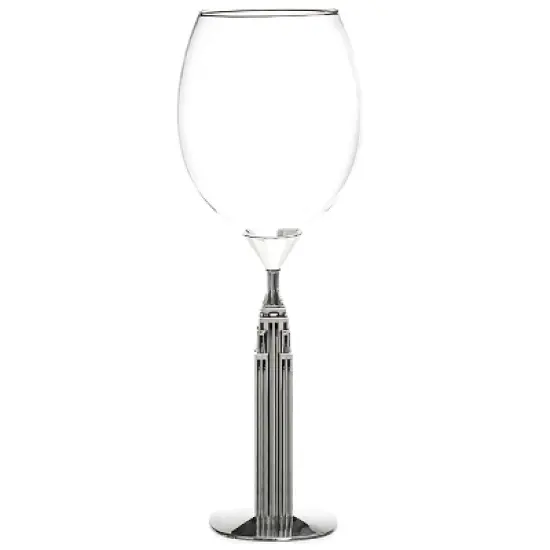 Godinger Silver 17 fl oz Empire State Building Wine Glass: Nickel-Plated Steel & Crystal, Hand Wash, 10.37" Height image {2}