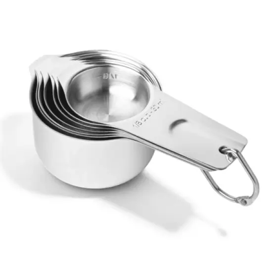 Last Confection 7-Piece Stainless Steel Measuring Cup Set - Includes 1/8 Cup Coffee Scoop - Measurements for Spices, Cooking & Baking Ingredients image {2}