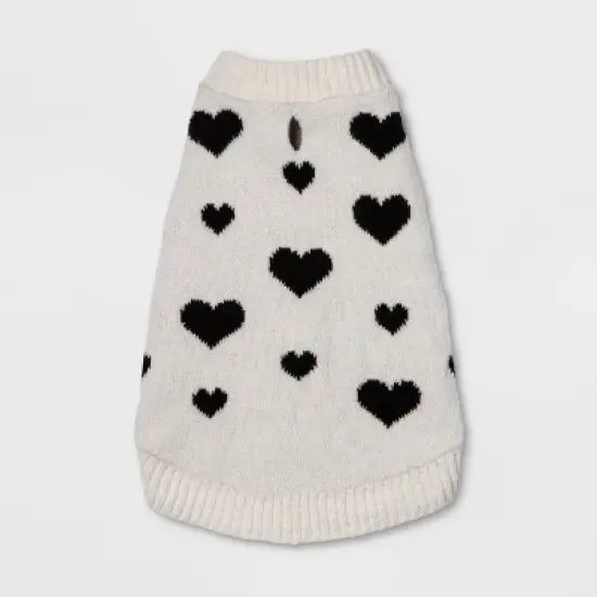 White with Black Hearts Dog and Cat Sweater - Boots & Barkley&trade; image {1}