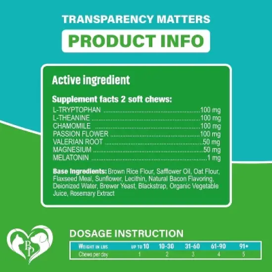 Beloved Pets Calming Chews for Dogs Puppies, Soft Treats Behavior Suppor, Melatonin Sleep Aid, Stress Relief 10 Oz - 1 Pack image {2}