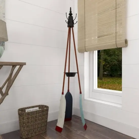 Metal Nautical Style Coat Rack Tripod Base - Olivia & May image {9}