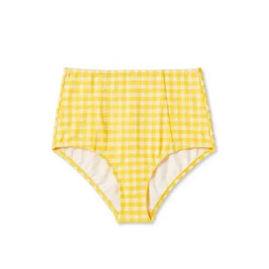 Women's Textured Gingham High Waist Full Coverage Bikini Bottom - Kona Sol&trade; Yellow image {5}