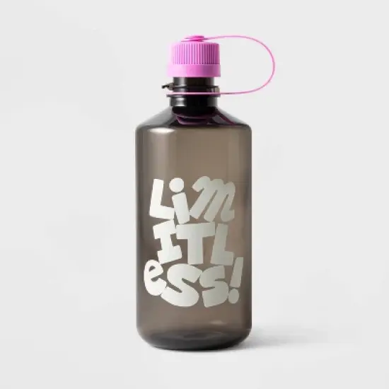 30oz Plastic Limitless Water Bottle: Black Reusable Portable Drinkware for Cold Beverages, Hand Wash, All Ages image {3}