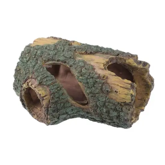 Unique Bargains Aquarium Decorations Hollow Tree Trunk Ornament Resin Fish Accessories Brown Green 1 Pcs image {6}