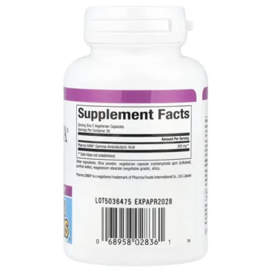 Natural Factors Stress-Relax&reg;, Pharma GABA&reg;, 100 mg, 60 Vegetarian Capsules image {1}