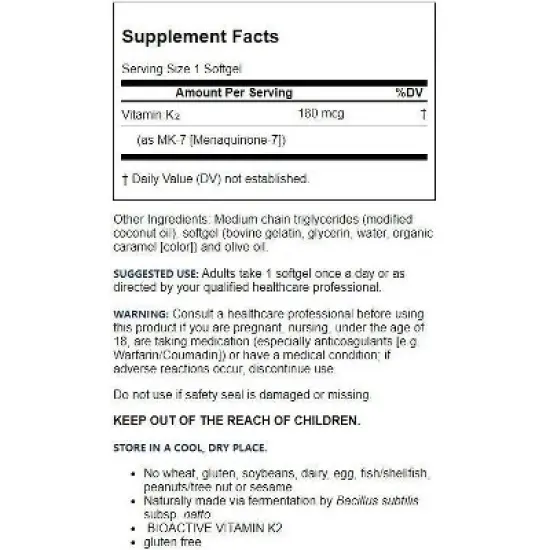 Jarrow Formulas, Inc. Mk-7 180 mcg 30 Softgels image {1}
