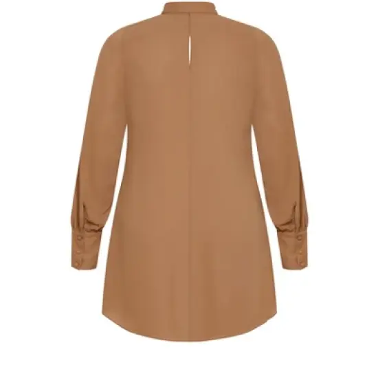 Women's Plus Size Neck Tie Tunic - caramel | CITY CHIC image {8}
