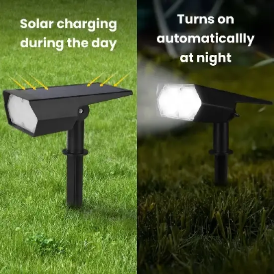 Techko Maid 2pk Outdoor Solar Spotlight with Wall Mount and Ground Stake Matte Black image {6}