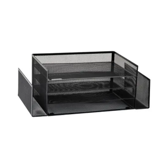 Mind Reader Desktop Organizer, File Storage, Paper Tray, Workspace, Office, Metal Mesh, 16.75"L x 9.15"W x 6"H, Black image {6}