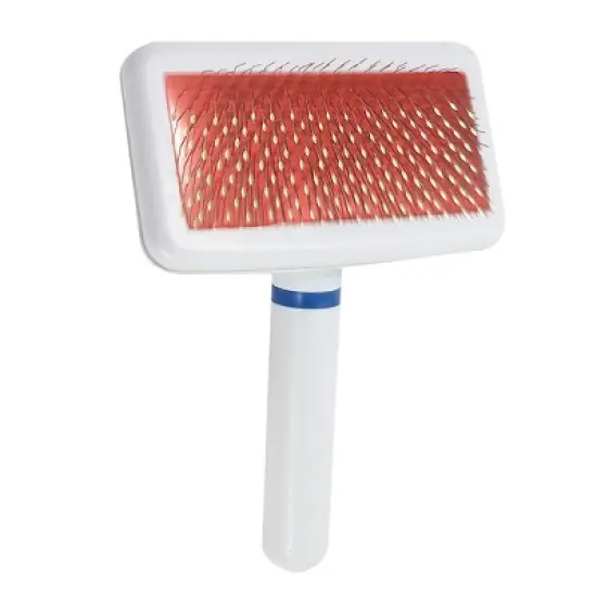 Unique Bargains Plastic Handle Metal Wire Pet Dog Hair Brush Grooming Comb White Red 1 Pc image {2}