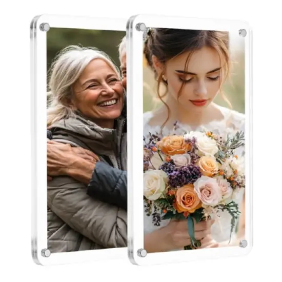 Unique Bargains Double Sided Fujifilm Mini Picture Acrylic Fridge Magnetic Frames 2 Pcs image {13}