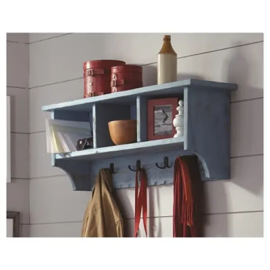 Country Cottage Entryway Coat Hook with Storage Cubbies Antique Finish - Alaterre Furniture image {1}