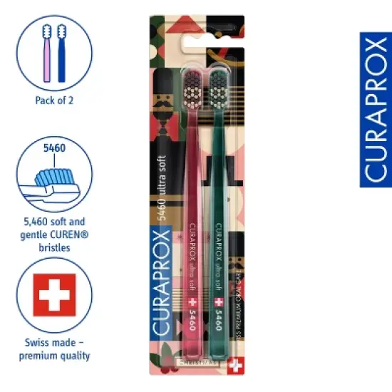 Curaprox CS 5460 Christmas Edition 2023, Ultra Soft Toothbrush for Gentle and Powerful Daily Cleaning, 2 pcs image {2}