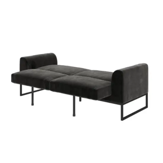 Adley Velvet Fabric Coil Futon with Metal Base - CosmoLiving by Cosmopolitan image {6}