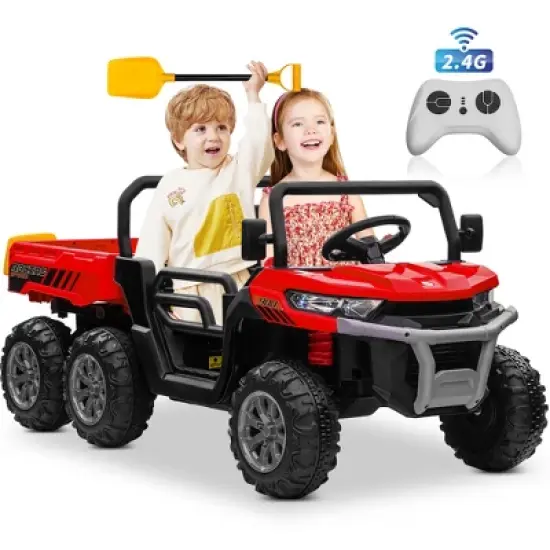 24V 2 Seater Ride on Car Dump Truck, 4WD Powerful Kids UTV w/2.4G Remote, 3 Adjustable Speed, Bluetooth Music, Spring Suspension image {10}