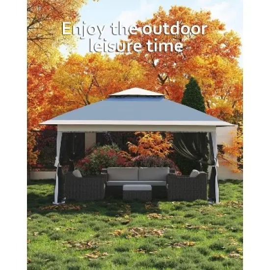 13x13 Pop Up Canopy Tent with Mosquito Netting, Instant Portable Shelter for Outdoor Backyard Parties Heavy Duty Foldable Gazebo with Carrying Bag image {5}