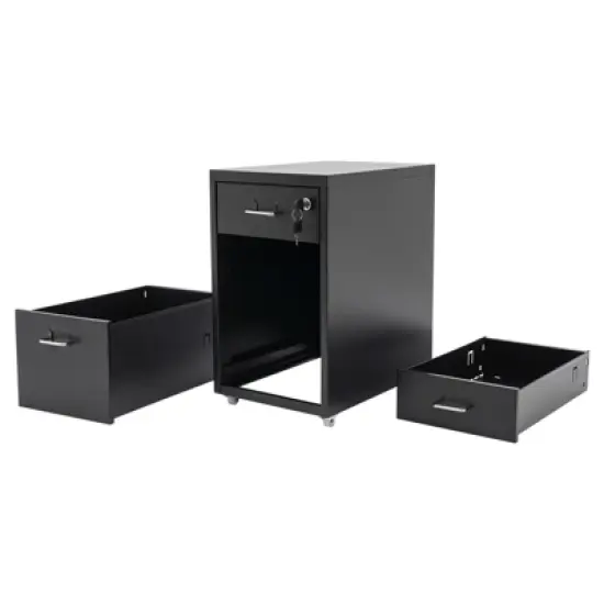 YIYIBYUS Vertical File Cabinet, Metal Mobile File Cabinet with Lock, Black image {5}