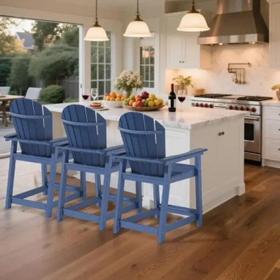 Decksplore Tall Adirondack Chairs Set Patio Chairs HDPE Weather Resistant Adirondack Balcony Chairs Outdoor Chairs for Garden Backyard image {3}