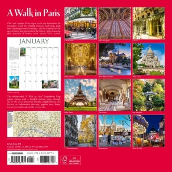 Willow Creek Press 2024 Wall Calendar 12"x12" A Walk in Paris image {1}